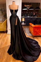 Hermoso vestido de fiesta de noche de sirena con abertura y sin mangas